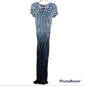 YOUNG FABULOUS & BROKE Blue Tye Dye Lightweight Maxi Dress sz XS